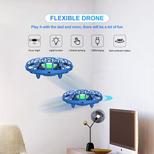image for EACHINE UFO Flying Ball Drone for Kids, E111 Blue Hand Operated Induct