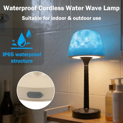 GUIGUZHJ Lámpara de ducha impermeable e inalámbrica, luz de ducha recargable con 16 efectos de onda de color, lámpara de baño con control táctil y mando a distancia, iluminación ambiental