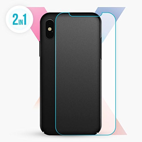 Matte iPhone X Case - Black Ultra Air Durable Thin Hard Plastic Cell Phone Case Lightweight Slim Fit Non-Slip Surface PC Cover Bumper with Drop Protection &amp; Tempered Glass Protector for Man &amp; Woman