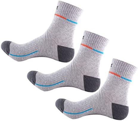 Mens Antiskid Wicking Outdoor Sports Cotton Multi Performance Cotton Socks (3-Pack) Z6507 (Light gray)