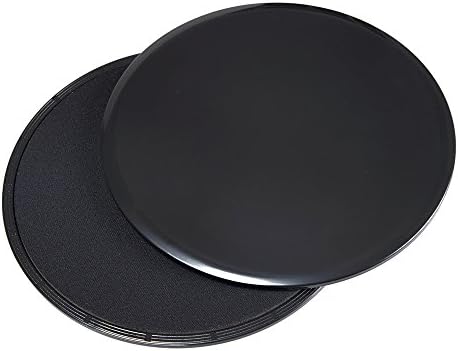 Gliding Discs Core Sliders. Dual Sided Use on Carpet or Hardwood Floors. Abdominal Exercise Equipment (Black)