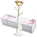DEFAITH Real Rose 24K Gold Dipped, Forever Gifts for Her Valentines Day Anniversary Wedding and Proposal - King Gold with Acrylic Moon Stand