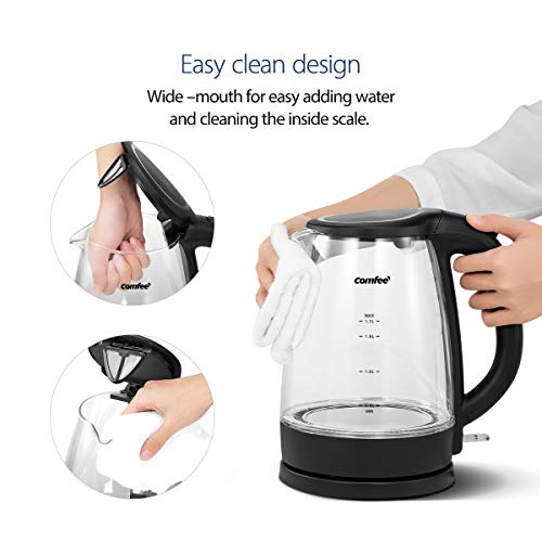 COMFEE' Glass Electric Tea Kettle & Hot Water Boiler(BPAFree), 1.7L