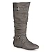 Twisted Women's Faux Leather Slouchy Buckle Strap Mid Calf Boots - VAN0109 GREY, Size 10