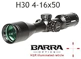 Rifle Scope, Barra H30 4-16x50 BDC Reticle Capped Turrets for Hunting and Tactical Shooting [Long Range Precision]