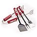 BSI Products, INC. - 4 Piece Barbecue Set - Stainless Steel and Dishwasher Safe Grill Accessories for Outdoor Grill and Tailgating - High Durability - Great Fan Gift Idea for Football Pride