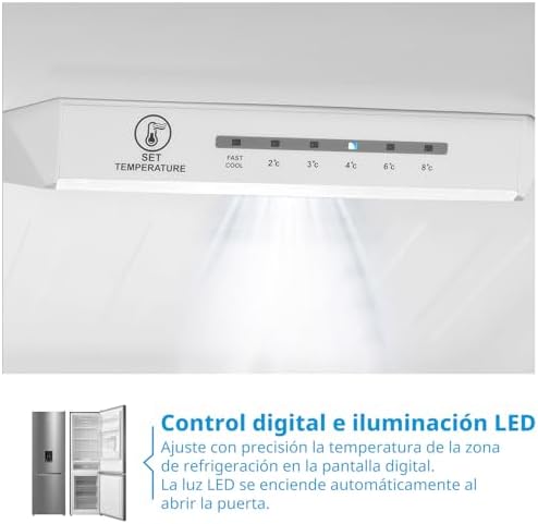 ' 308L Frigorífico Combinado, No Frost, Dispensador de Agua en Puerta