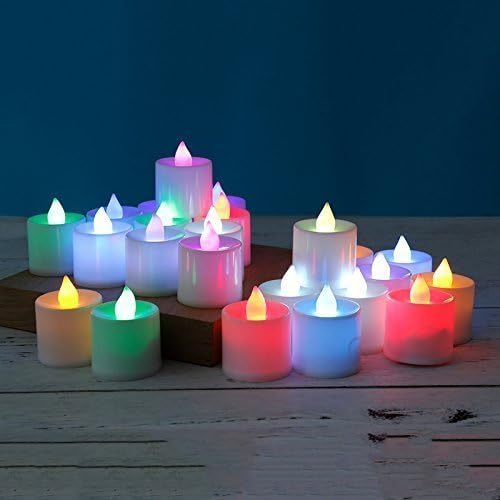 12 packs colorful battery flameless candle guttering led place a tea light in it with remote control