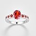 Psiroy 925 Sterling Silver Plated Oval Simulated Garnet Promise Ring for Women Size 7
