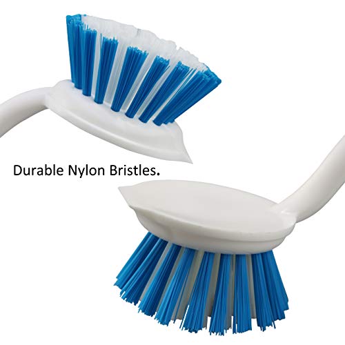 PHYEX 2-Pack Kitchen Round Scrub Brush for Cleaning Dishes Pots Pan Sink and Bathroom with Comfortable Long Handle - Thumbnail 5
