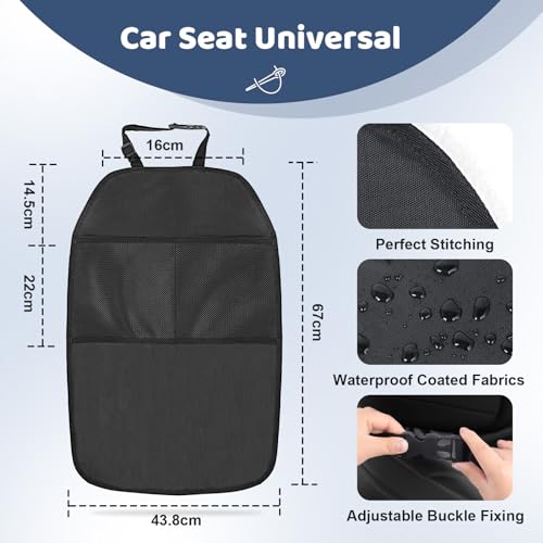 AiQInu 2 Pieces Protection, Waterproof Dirt-Repellent Car Seat Organizer for Children Dogs Cats (Black)