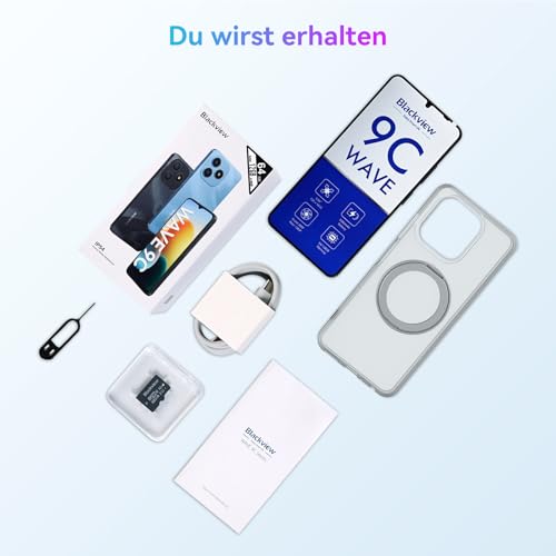 Blackview Wave 9C Handy Ohne Vertrag, 12GB+64GB/2TB TF Handy Günstig, 6.56" Android Smartphone, 13MP KI Kamera Simlockfreie Handys, 5000mAh, 4G Dual SIM/FM/IP54/GPS/3Jahre Garantie/OTG mit 1 TF