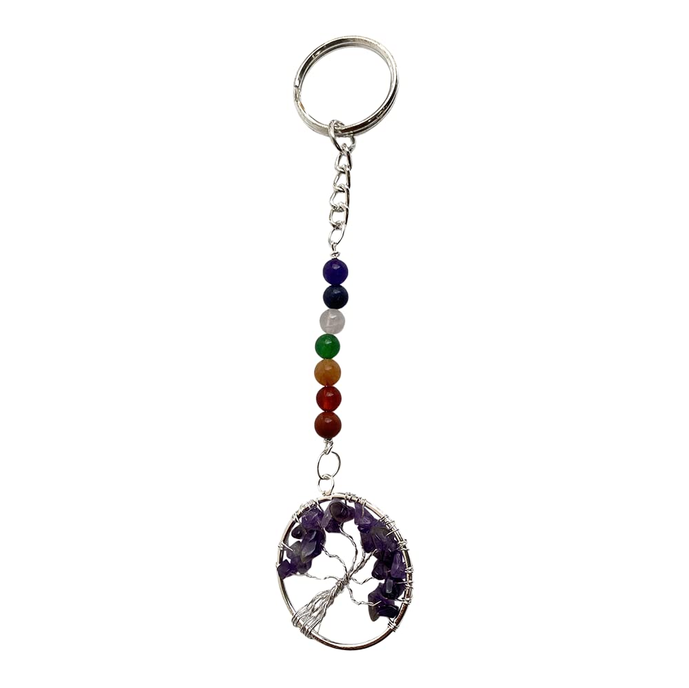 VIE 7 Chakra Tree of Life Keychain, 15x3cm, Amethyst