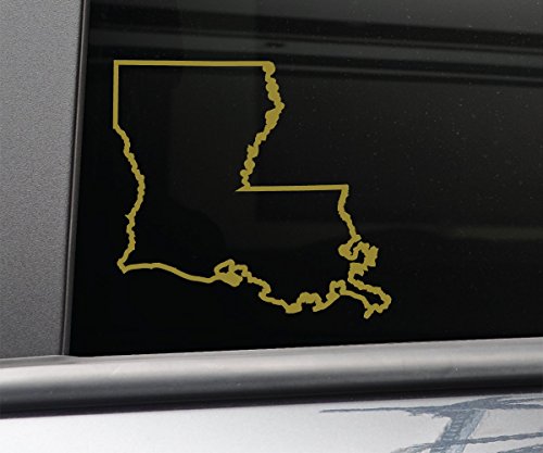 Louisiana Vinyl Decal Laptop Car Truck Bumper Window Sticker, 5.5" x 5", Metallic Gold Matte