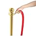 Smonet Round Top Polished Brass Stanchion Posts Queue Barrier, Pack of 2 Posts with a 6.5' Red Velvet Rope, Gold
