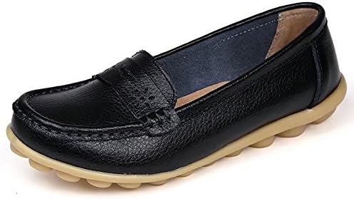 Sketo Women's Genuine Leather Casual Penny Loafers Slip On US Size 9 Black