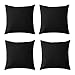Deconovo Black Pillow Covers 18x18 Inch Set of 4, Faux Linen Throw Pillow Case, Couch Cushion Cover for Home Decor(18 x 18 Inch, Black, Set of 4, No Pillow Insert)