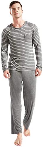 Suntasty Pyjama Mens Tshirt Top & Shorts Short & Long Sleeve Sleepwear Striped Nightwear 2 Piece Classic PJ Set Top and Short Pants & Long Trousers Comfy Loungewear