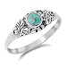 Sterling Silver Bright Women's Simulated Turquoise Leaf Ring (Sizes 4-10) (Ring Size 8)