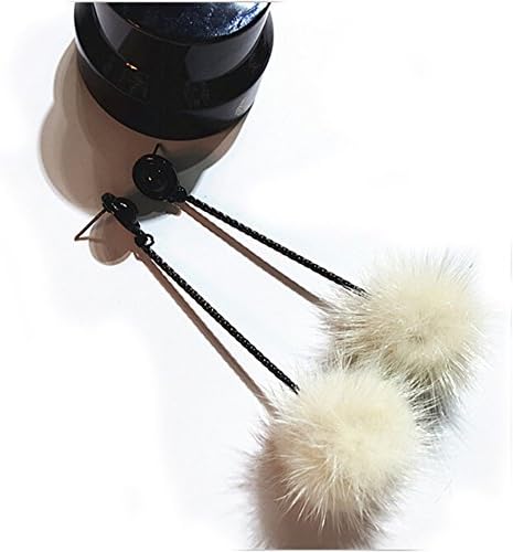 Flee Fur Fuzzy Studs Dangling Drop Earrings (Beige)