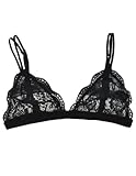 Anemone Women's Full Lace Semi Sheer Bralette Thin Band