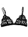 Anemone Women's Full Lace Semi Sheer Bralette Thin Band