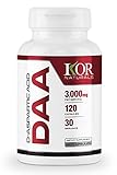 KOR Naturals D-Aspartic Acid (DAA) Capsules 3000mg - 750mg per Capsule - Natural Testosterone Booster for Men - 120ct