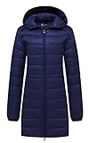 Wantdo Women's Hooded Packable Ultra Light Weight Down Coat, Navy, XL