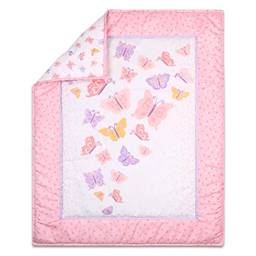 The Peanutshell Butterfly Crib Bedding Set for Baby Girls 3 Piece