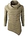 H2H Men's Shirts Casual Zipper Shirt Irregular Long Sleeve T Shirt Sweater BEIGE US L/Asia XL (KMTTL046)
