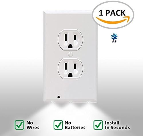 Snap it On - Outlet Wall Plate Cover with LED Night Lights - No Batteries Or Wires - Installs In Seconds - (Duplex, White) | Electrical Outlet Cover Plate with Light Sensor LED Lights