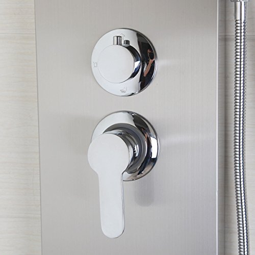 Yanksmart AS New Luxury Bathroom Shower Towers Functional Shower Penel With Shower Head, Handheld Shower Faucet And Massage Function Shower Column (Brushed Nickel)