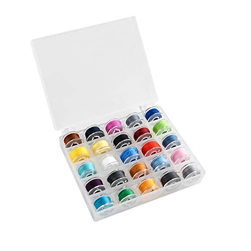 Bobbins and Sewing Threads with Case 25 Pcs Sewing Machine Bobbins for Brother Singer Babylock Janome Kenmore (Assorted Colors)