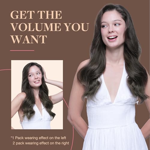 GOO GOO Adhesive Hair Extensions Natural Hair, 45 cm 120 g 7pcs, 1C Mocha Brown, Real Natural Human Hair Extensions