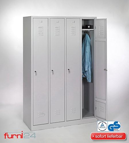 Furni24 Garderobenschrank 120 Cm X 50 Cm X 180 Cm Grau 4 Turig 30 Cm Abteilbreite Fertig Montiert In Verschiedenen Ausfuhrungen Verfugbar Amazon De Kuche Haushalt