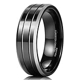 King Will CLASSIC Men 8mm Black Tungsten Carbide Rings Polished Beveled Edge Double Groove Wedding Bands (9)