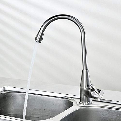 Kitchen Sink Tap Kitchen Hot and Cold Single Hole Tap Brushed Double Tap Plumbing Bathroom - Thumbnail 6