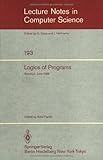 Logics of Programs, , 0387156488