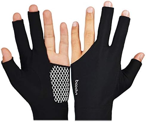 Cocal Practical Cool Spandex Snooker Billiard Cue Glove Pool Left Hand Three Finger Billiard Glove Accessory, Perfect Supplies for Billiard Lovers