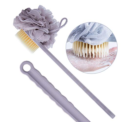 Bath Shower Brush Loofah Sponge Soft & Strength Bristles,Long Handle Back Scrubber,Removes Dead Skin,Helps Cellulite,Blood Circulation & Exfoliation,Wet or Dry Brushing Men and Women(Coffee)