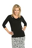 Heirloom 3/4 Sleeve V-Neck Top, Soft Yet Durable, Extra-Length Layering Top (Black, XL)