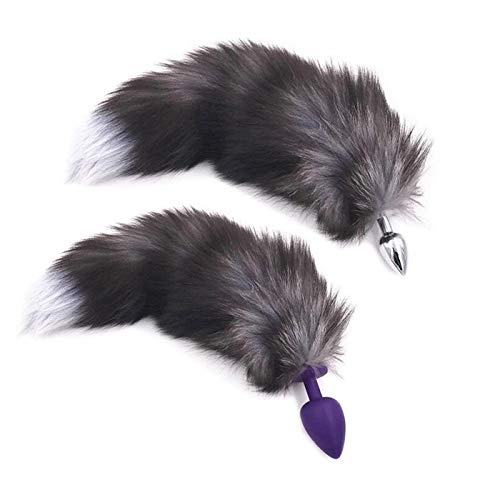 genbz Longer Fluffier Fox Tail Butt Plug Backyard Stopper Sex Toys Adult Couples Game Flirting Game(Multi-Color,Ball Silicone)
