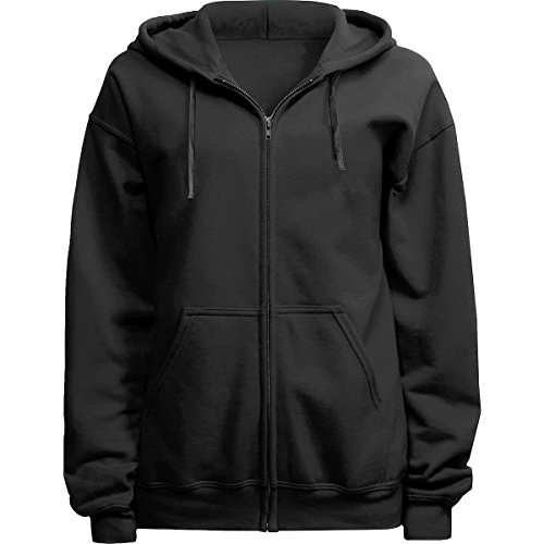 Unisex Basic Zip Up Hoodie Sweatshirt 4010 Black XL