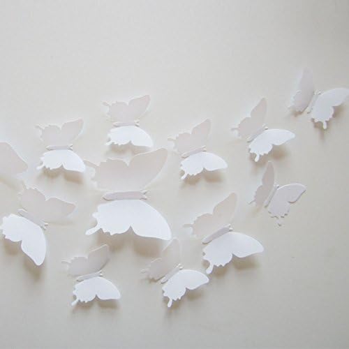 12pcs 3D Butterfly Removable Mural Stickers Wall Stickers Decal for Home and Room Decoration (white)
