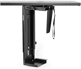 VIVO Black Adjustable Under-Desk Slider PC Mount | Computer Case Holder with Pullout Slide Track and 360 Degree Swivel (MOUNT-PC01D)