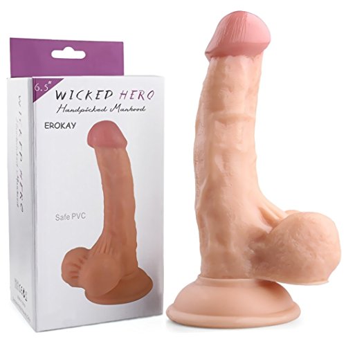 6.5" Dildo with Balls, EROKAY Realistic Penis Dilldolls with Suction Cup (#1)