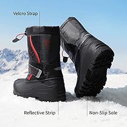 DREAM PAIRS Big Kid Kamick Black Red Mid Calf