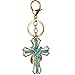 Bolbove Blessed & Holy Cross Keychain Keyring Crystal Rhinestones Purse Pendant Handbag Charm (Blue)