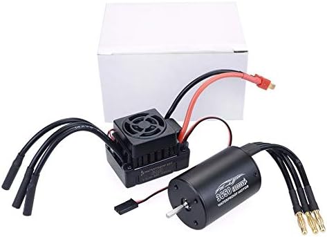 3650 2300KV / 3100KV / 3900KV Brushless Senseless Motor & 60A ESC for 1/10 RC Car Black