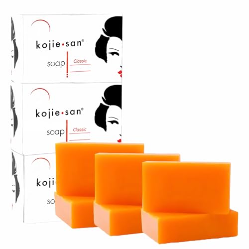 Kojie San Skin Brightening Soap – The Original Kojic Acid Soap that Reduces Dark Spots, Hyper-pigmentation, & other types of skin damage with Flawless Beauty Tag – 100g x 6 Bars